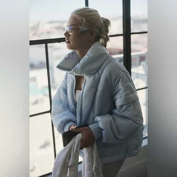 NWT FREE PEOPLE MOVEMENT Penelope Packable Puffer Jacket | Ice Grey MSRP $198 - Picture 4 of 12